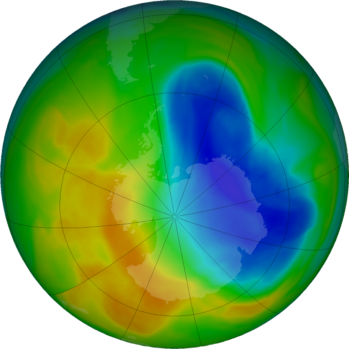 Antarctic ozone map for 06 November 2017